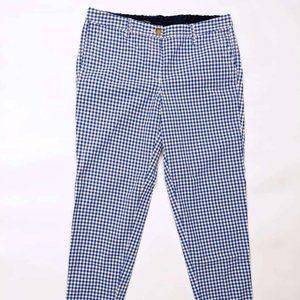 Talbots Girlfriend Chino Blue Gingham Pants Size 8